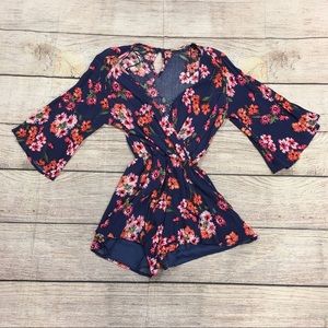 Altar'd State Blue Floral Romper Size XS